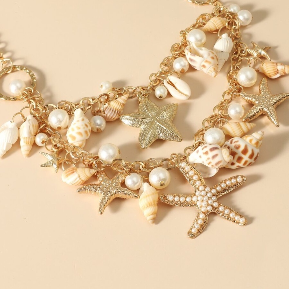 Conch & Faux Pearl Pendant Layered Necklace - Picture 3 of 3